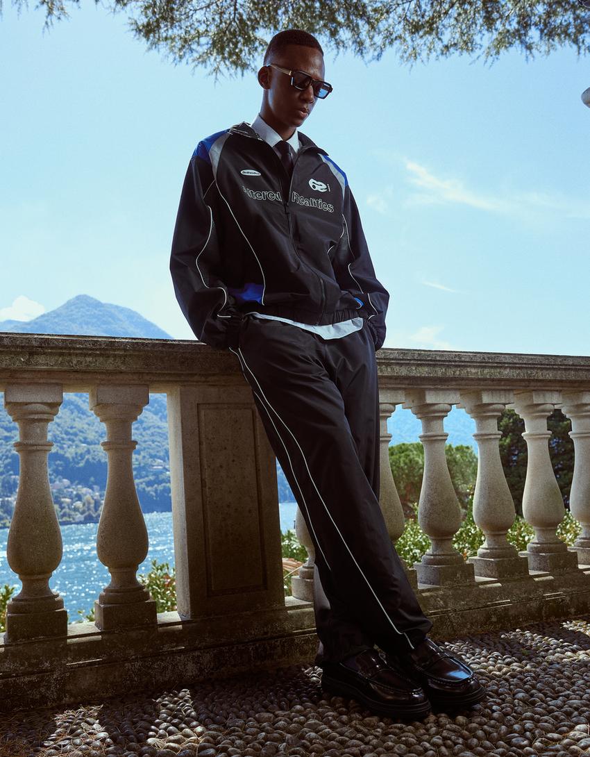 Technical baggy sports trousers-Black