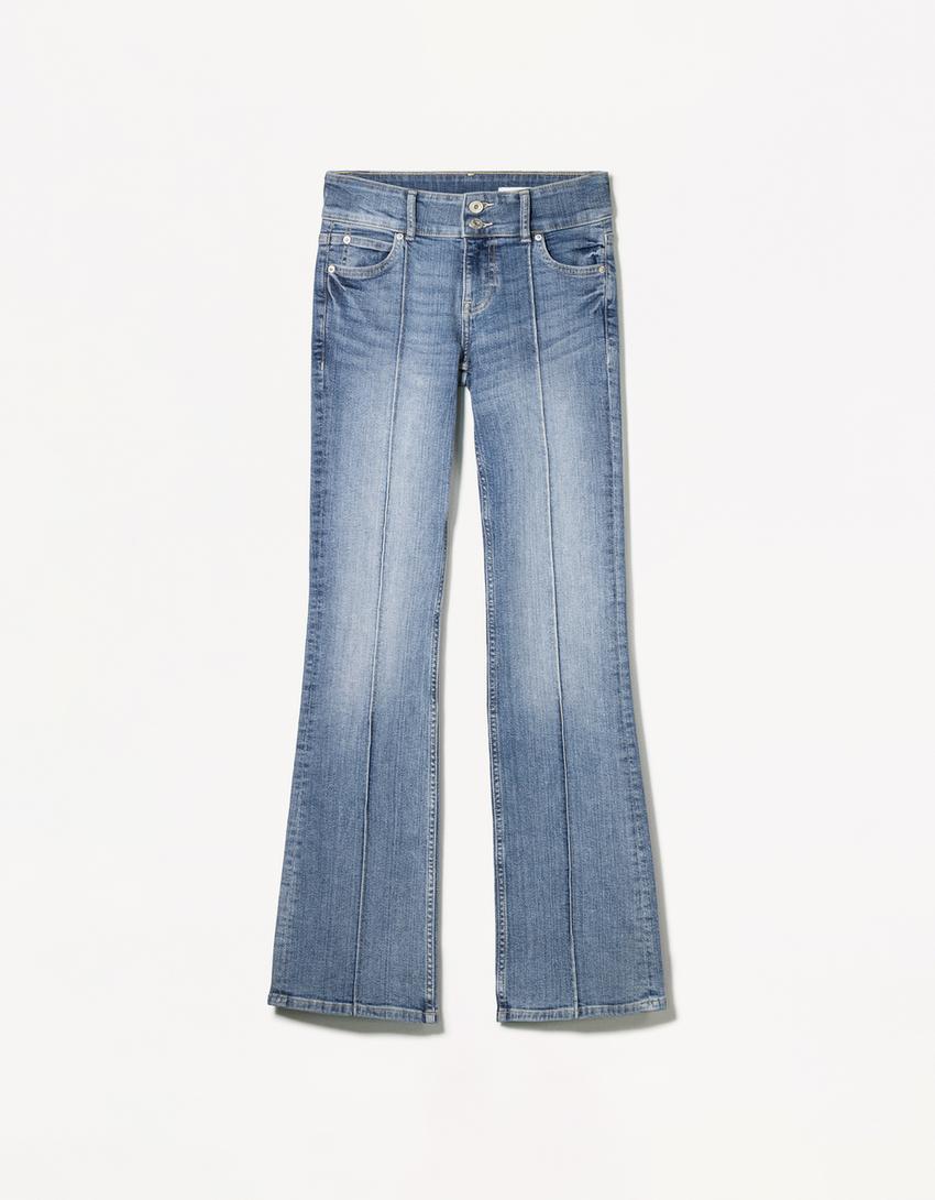 Jeans bootcut tiro baixo-Azul