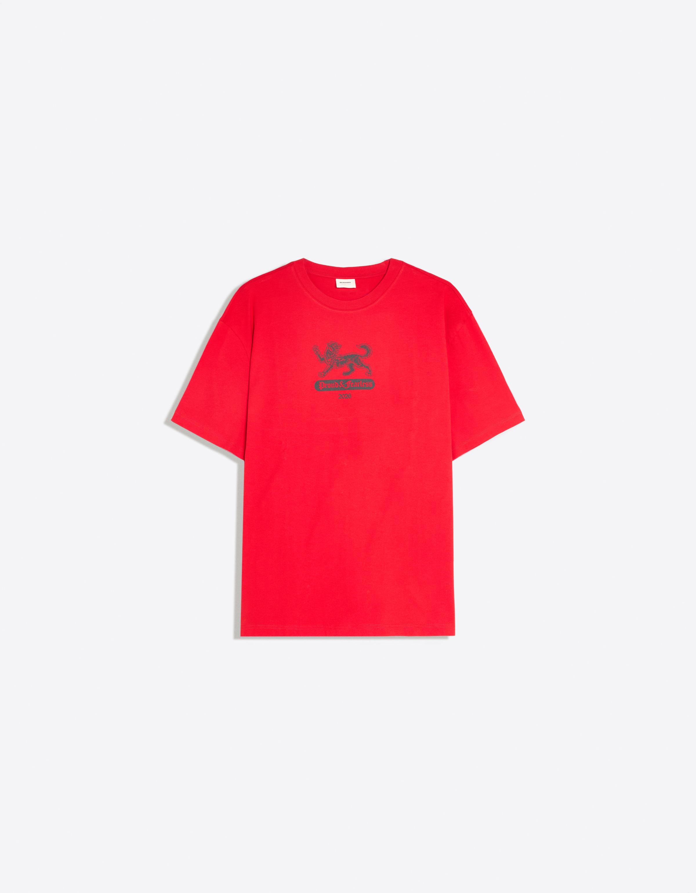 Short sleeve print T-shirt — Red