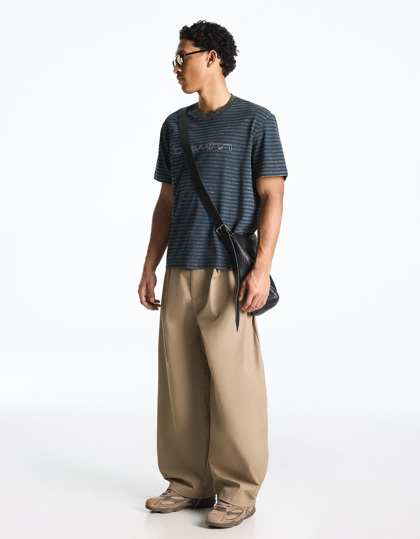 Calças tailored fit megabagyy-Areia