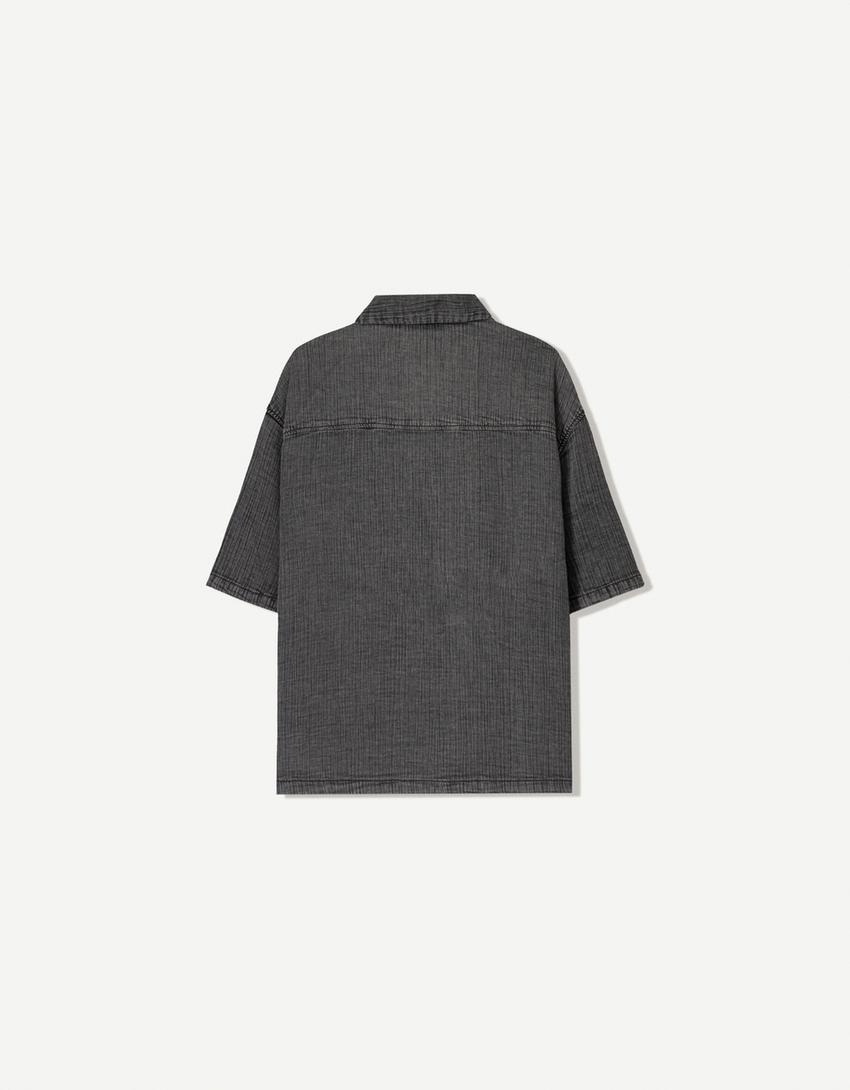 Camisa manga corta boxy-Gris oscuro-5