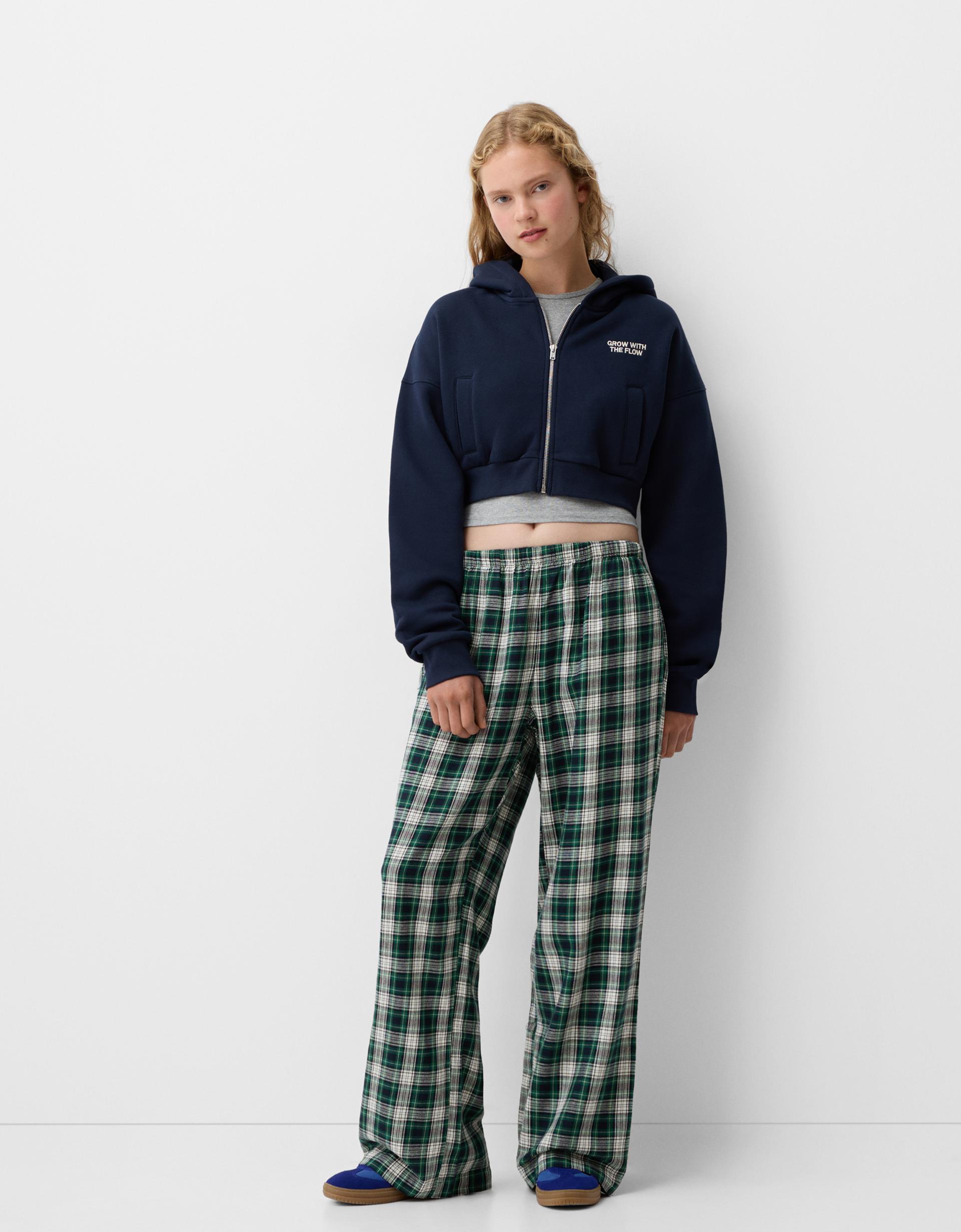 Ropa Bershka Bershka Pantalones Verdes Pantalón Straight Cuadros