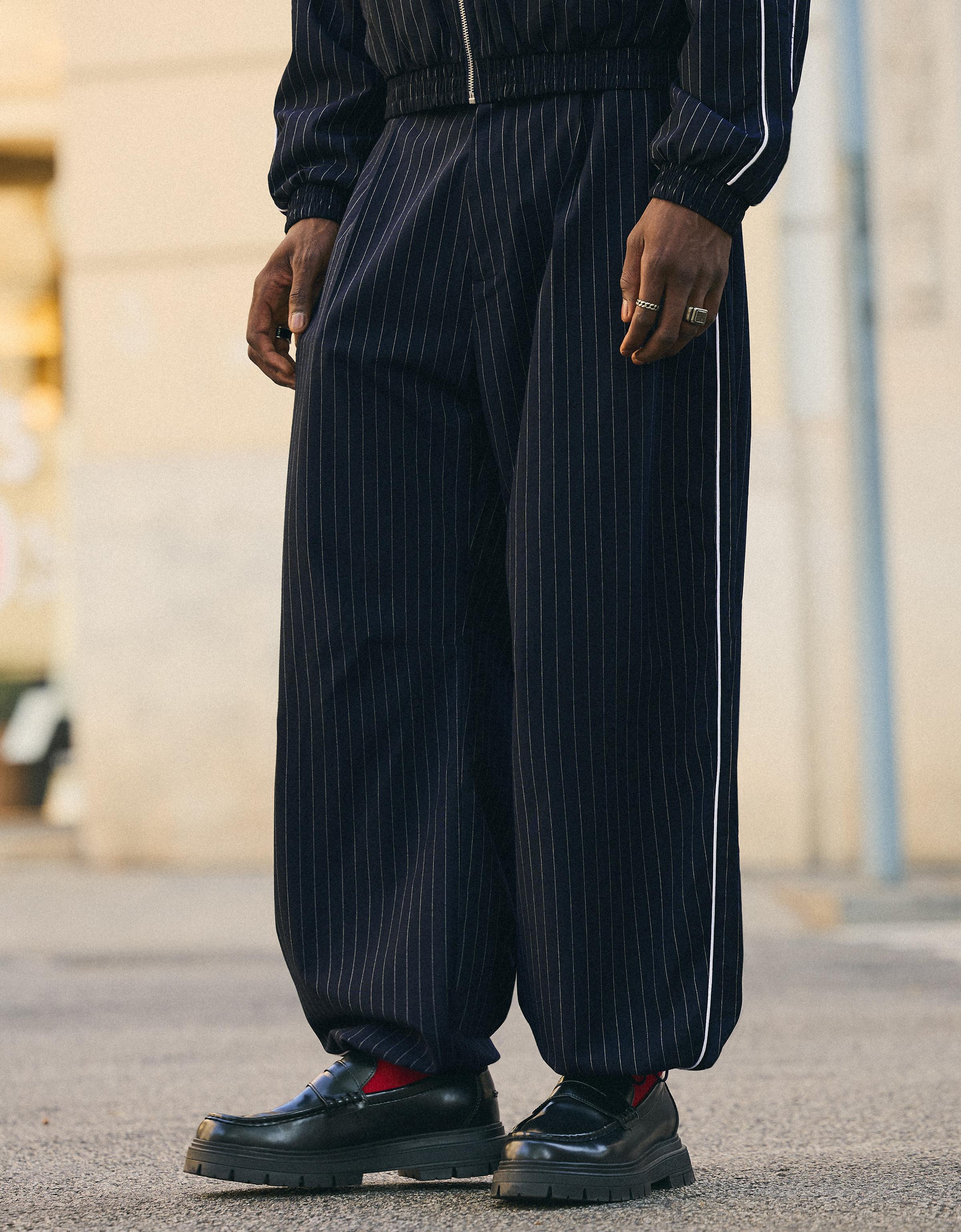 Super baggy pinstripe trousers — Navy