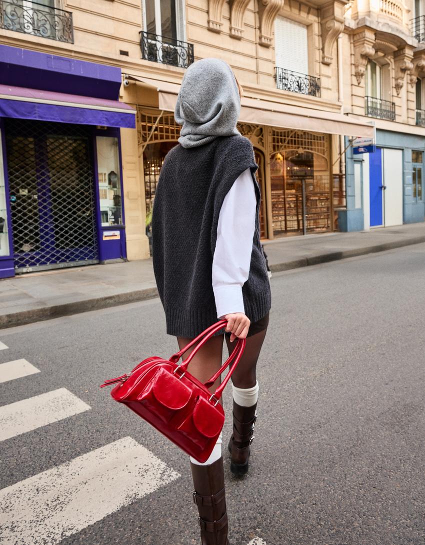 Chaleco punto oversize trenzado-Gris oscuro