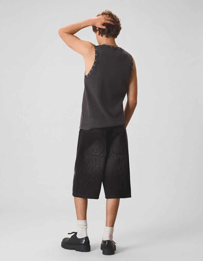 Bermuda denim baggy fit-Noir