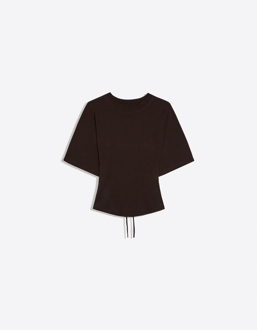 T-shirt manches courtes corset-Marron