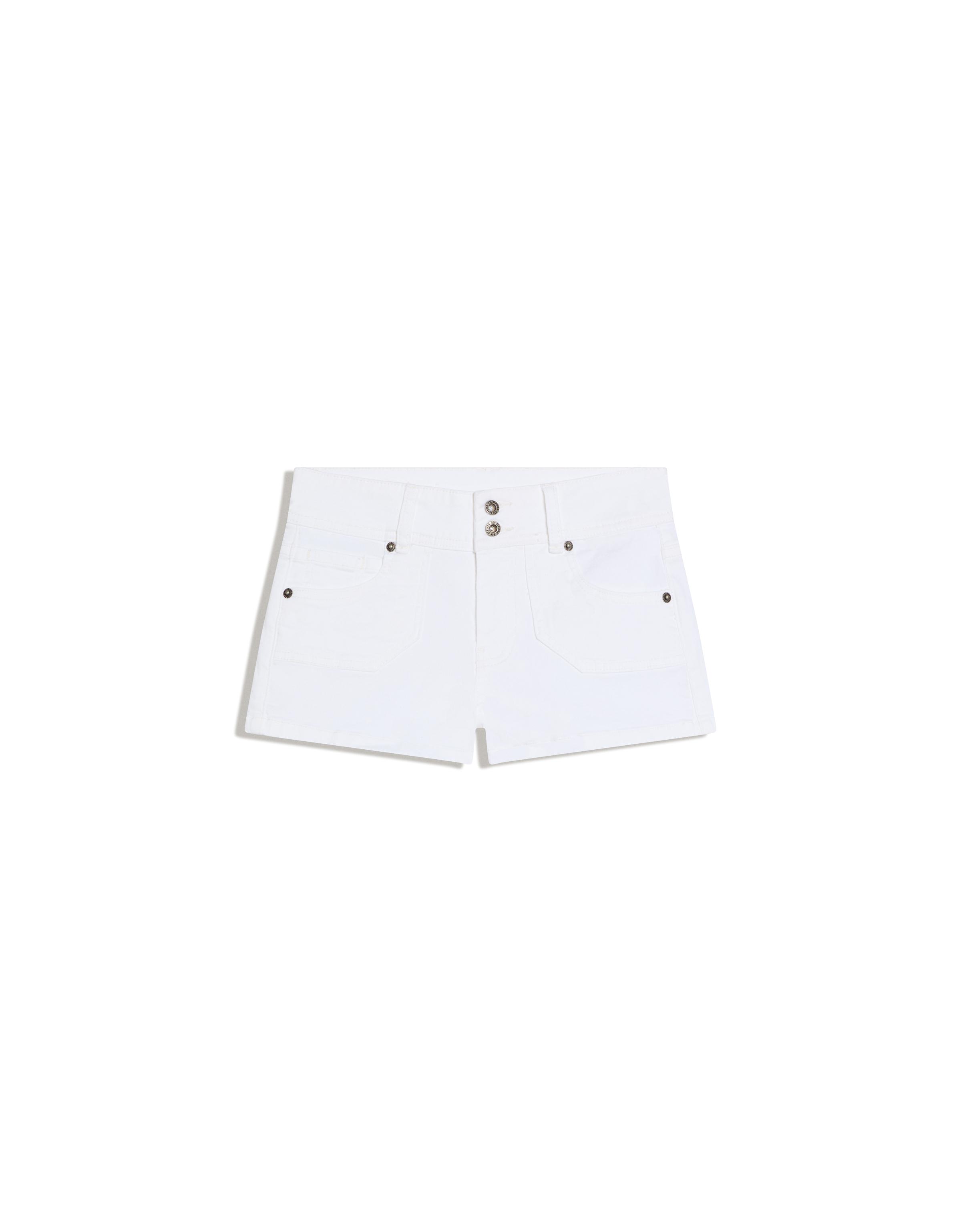Embroidered denim mini shorts
