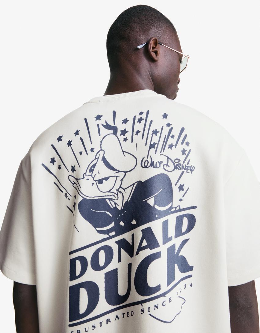 Camiseta felpa manga corta print-Blanco