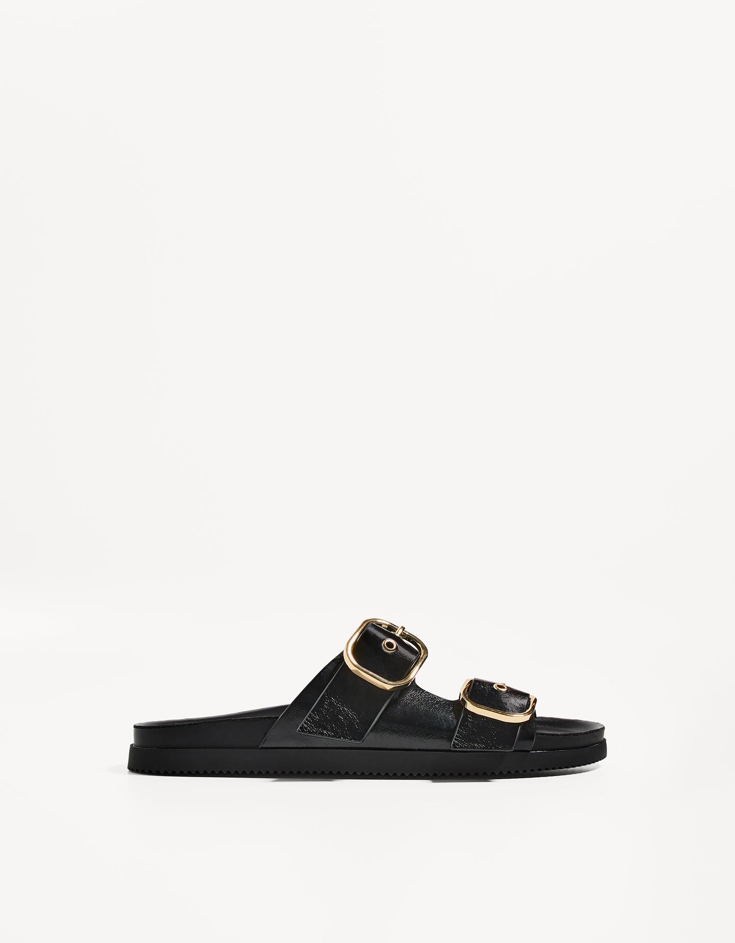 Bershka Sandalia Plana Hebillas Mujer 36 Negro