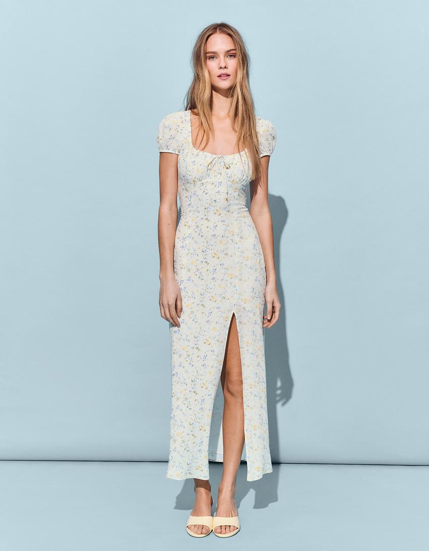 Vestido Largo Bershka Vestido Estampado Flores Vestido Verano