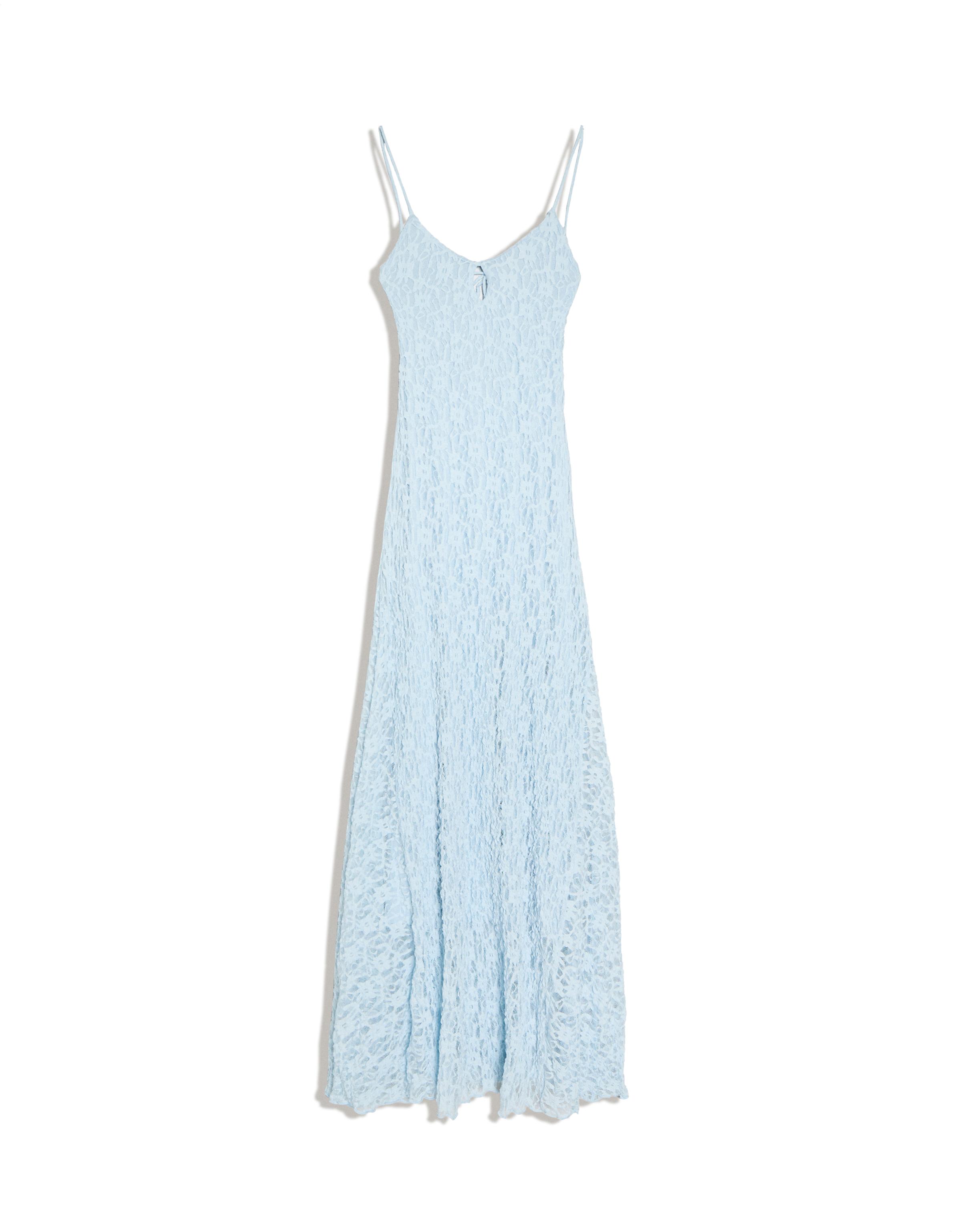 Printed midi dress with straps — Light blue