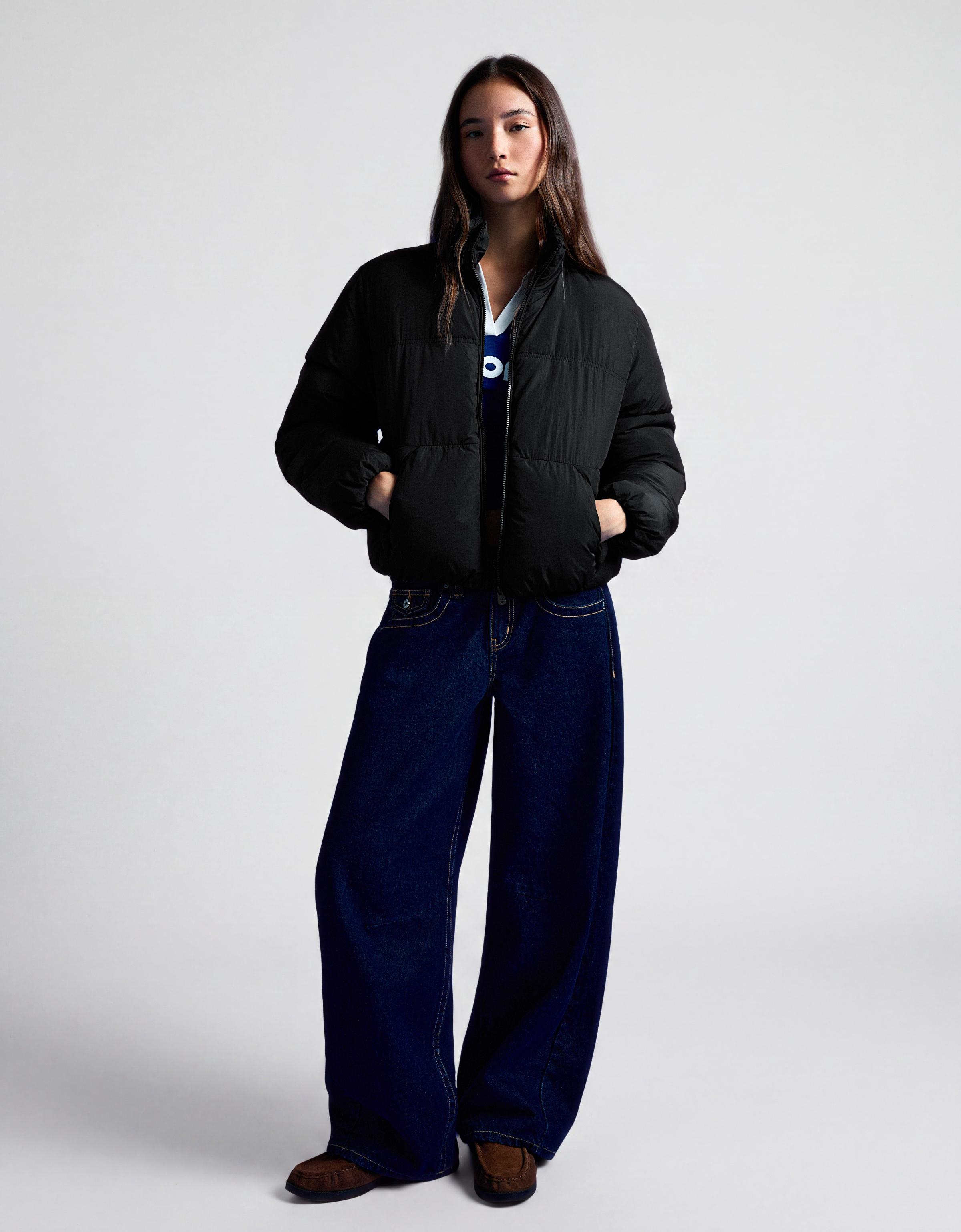 Water-repellent padded jacket — Black