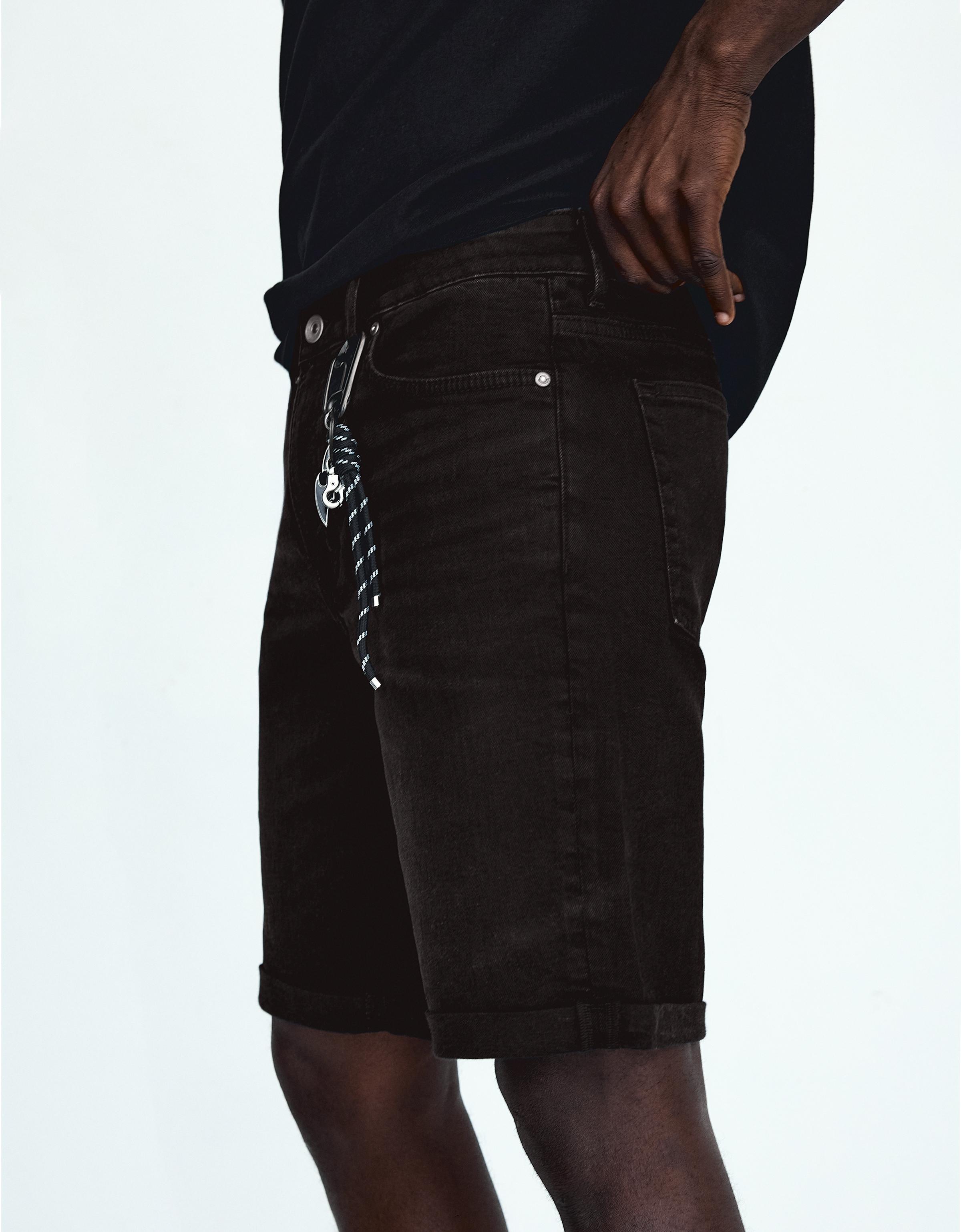 Roll-up denim Bermuda shorts — Black
