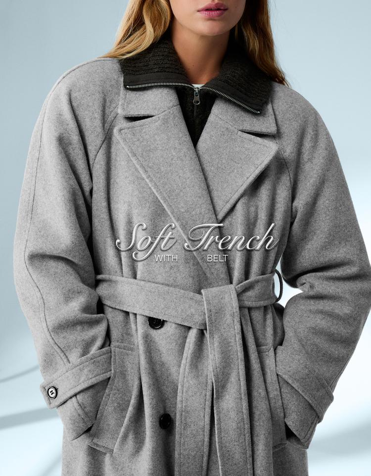 Soft trench coat with belt