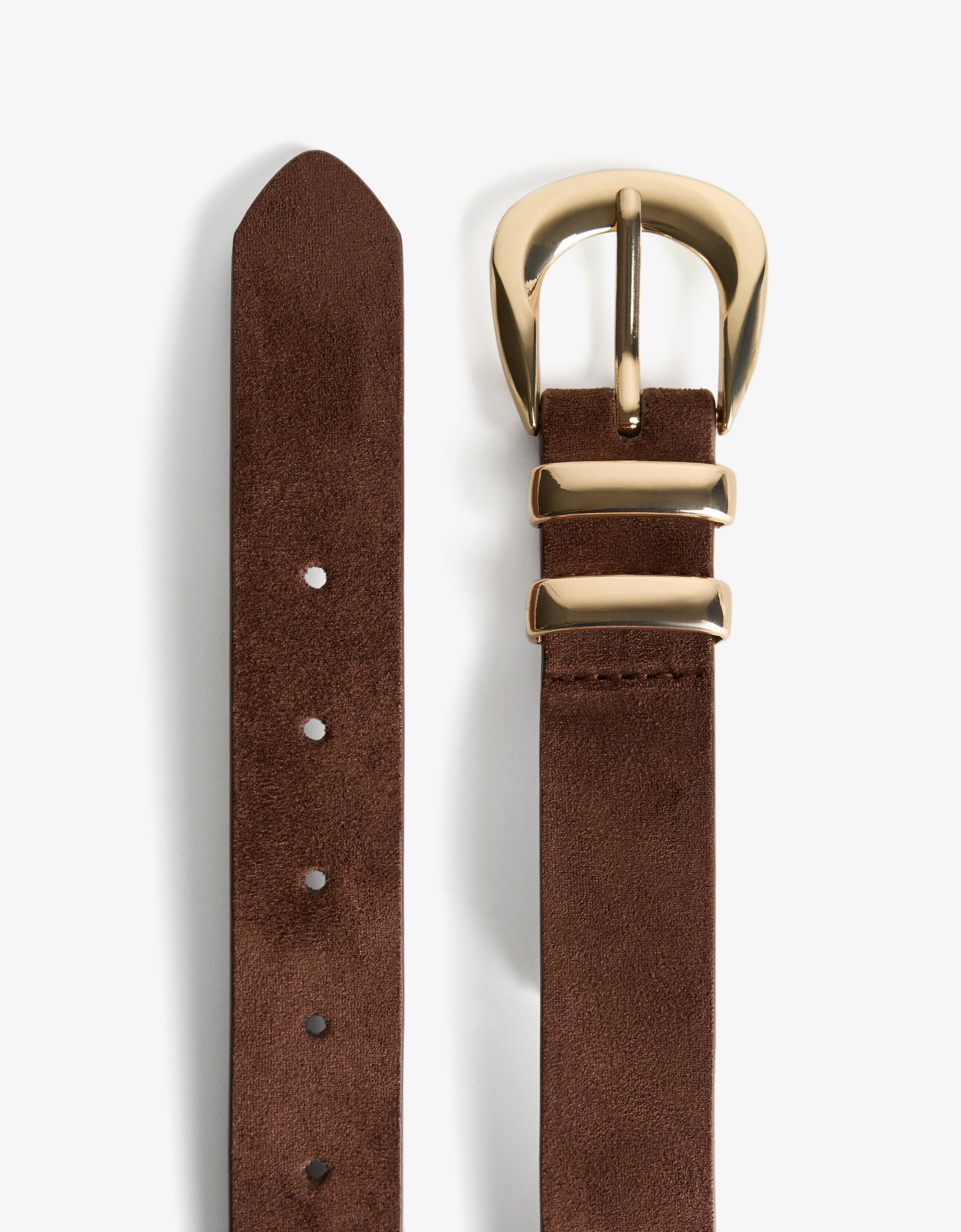 Leather effect buckle belt — Brown