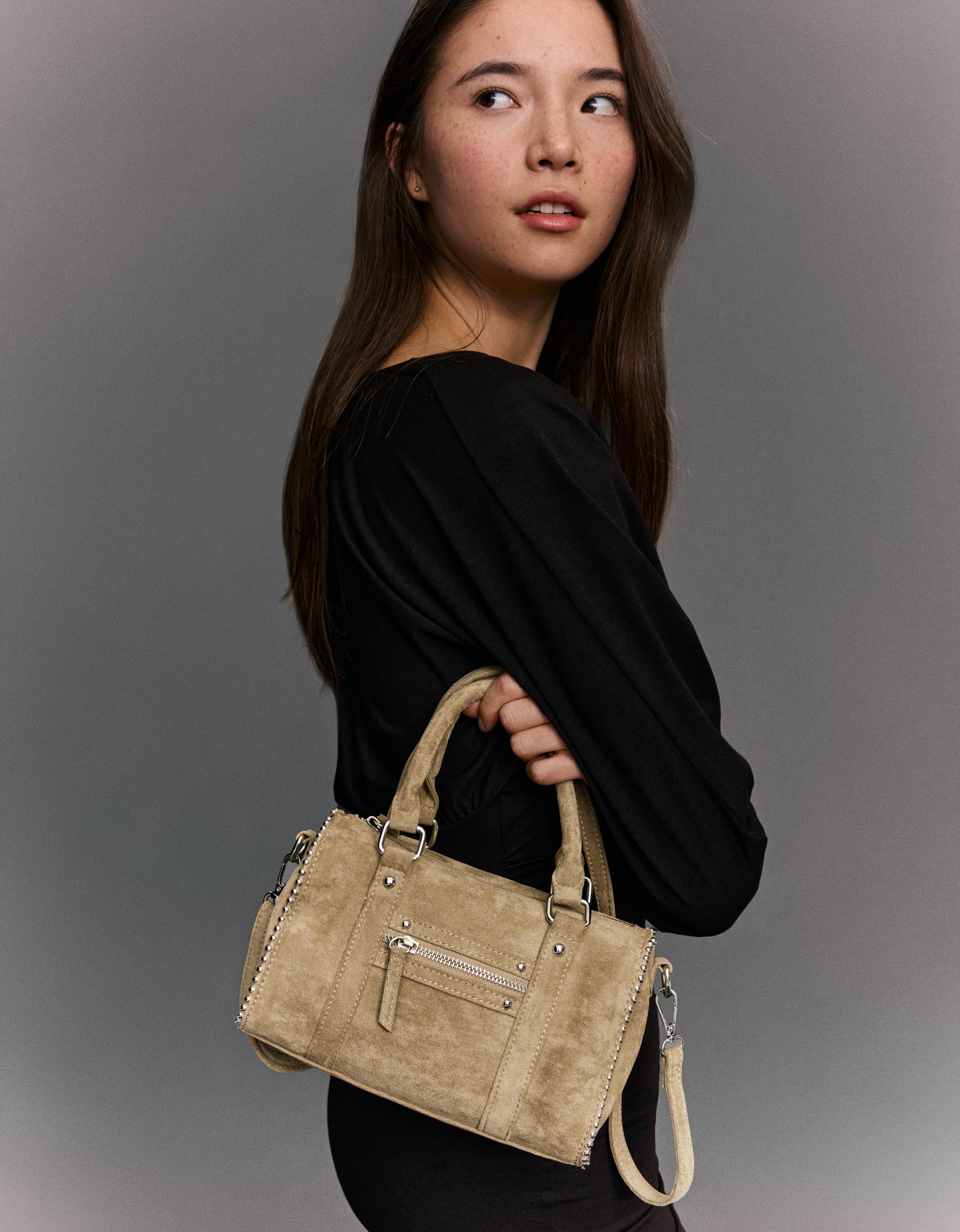 Thumbnail - Bershka Bowlingtasche In Wildlederimitat Damen Camel