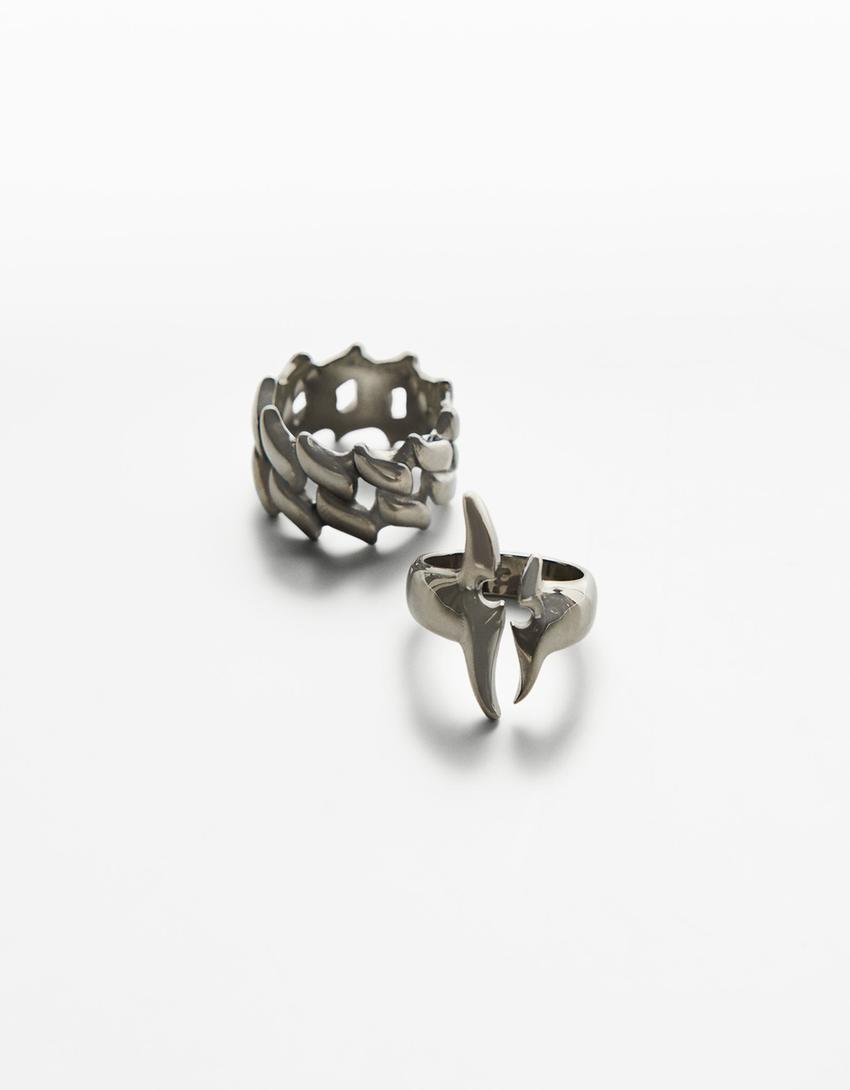 Pack 2 anillos acero-Plata-2
