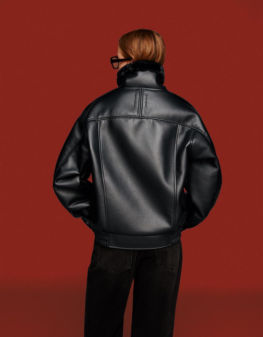 Veste oversize double face-Noir