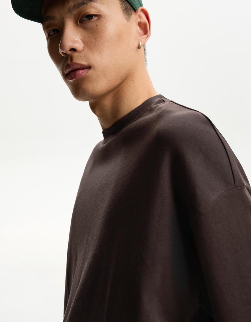 Boxy short sleeve T-shirt-Brown