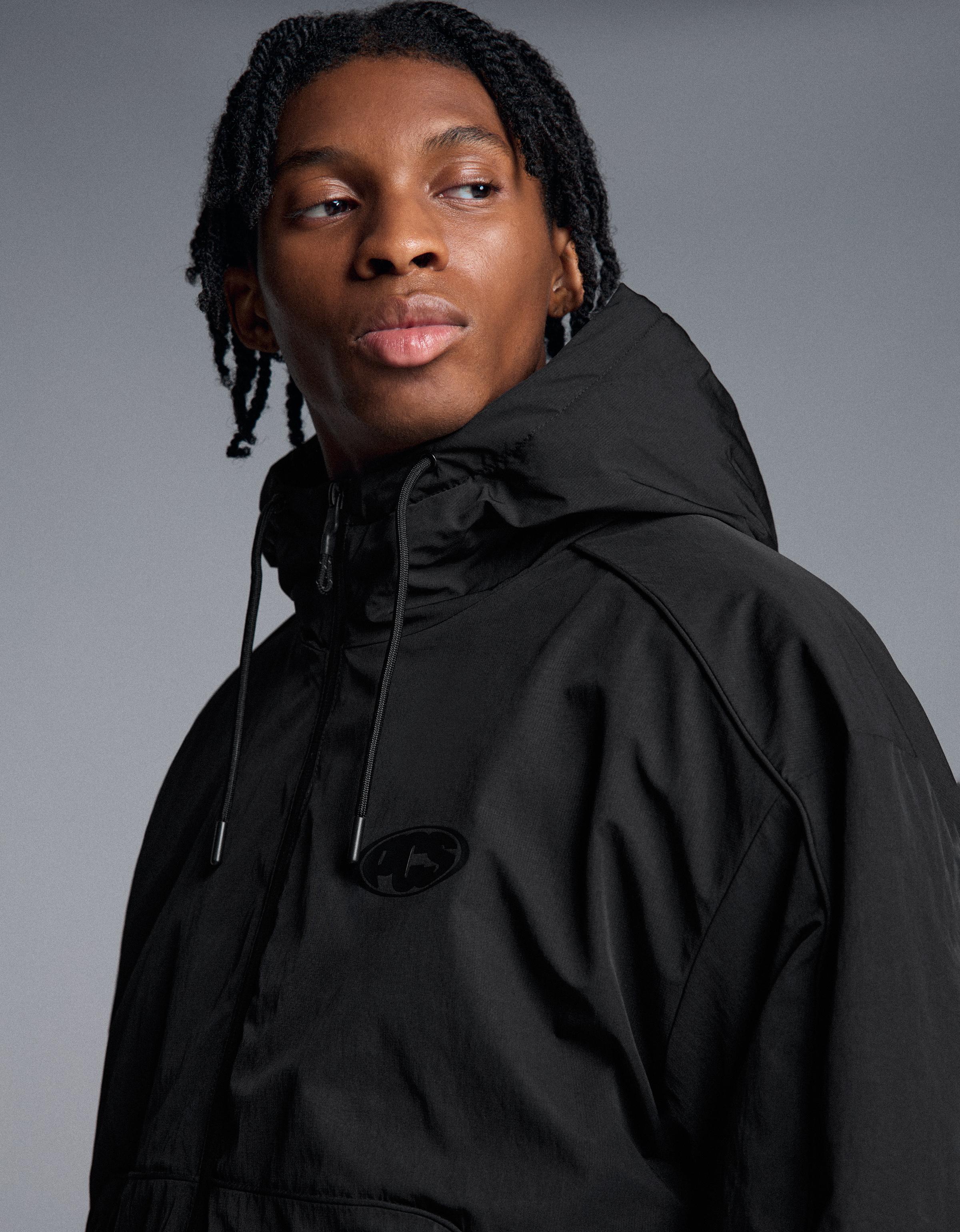 Technical hooded jacket — Black