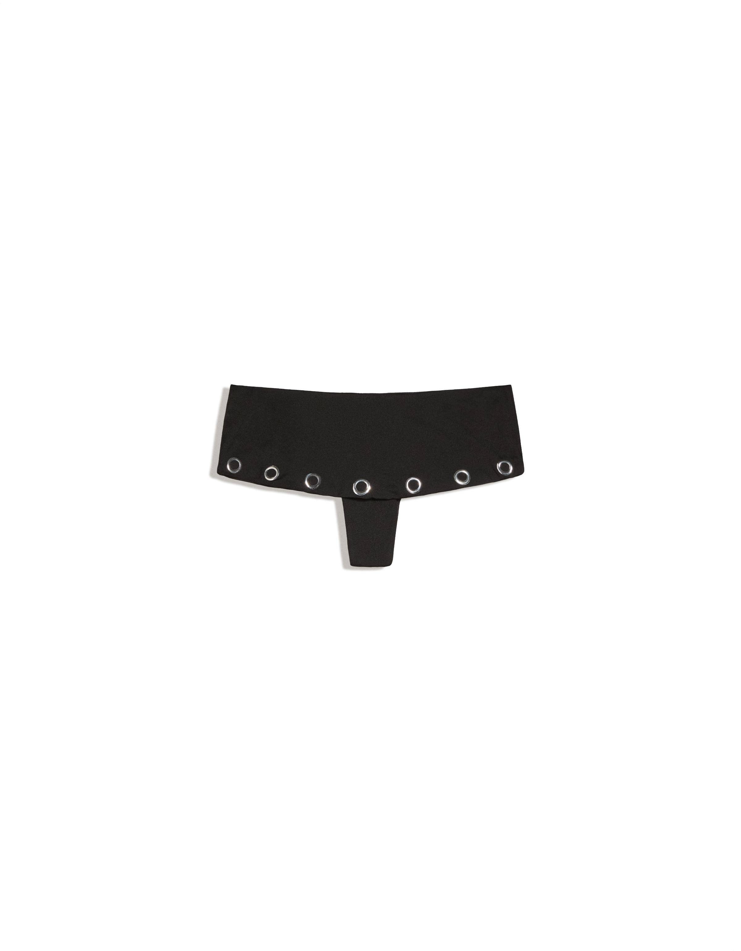 Eyelet frill bikini briefs — Black