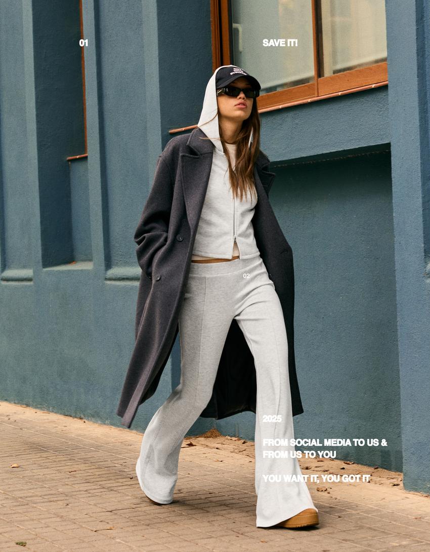 Zip sweatshirt and flared trousers set-Zip sweatshirt and flared trousers set