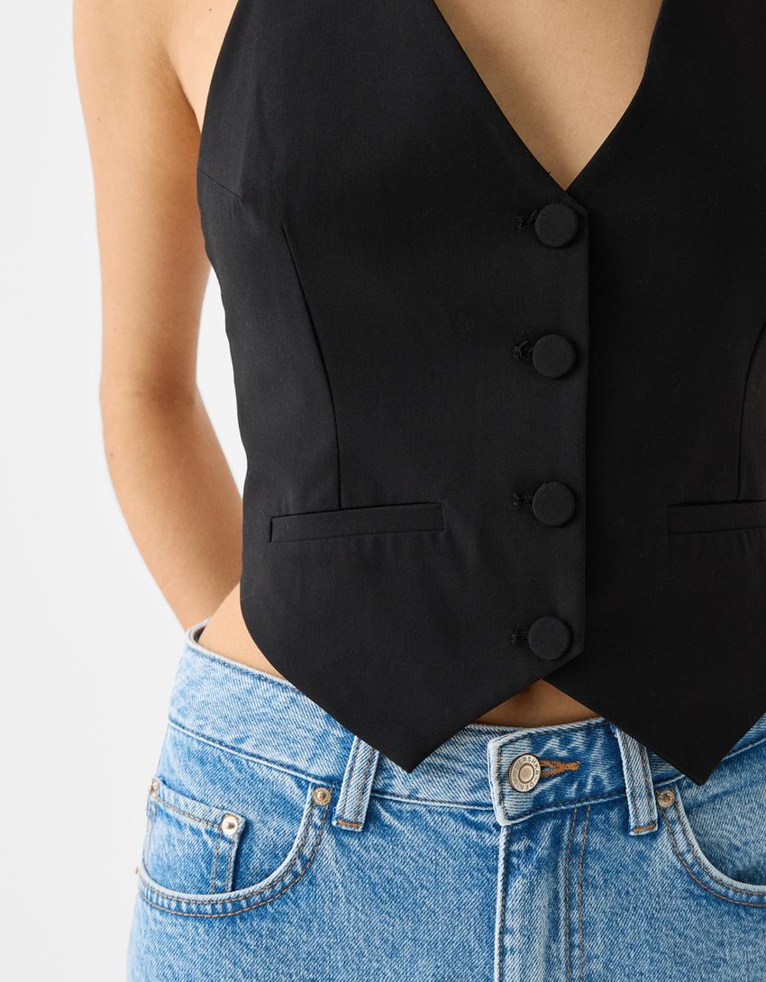 Colete tailored fit halter-Preto-5