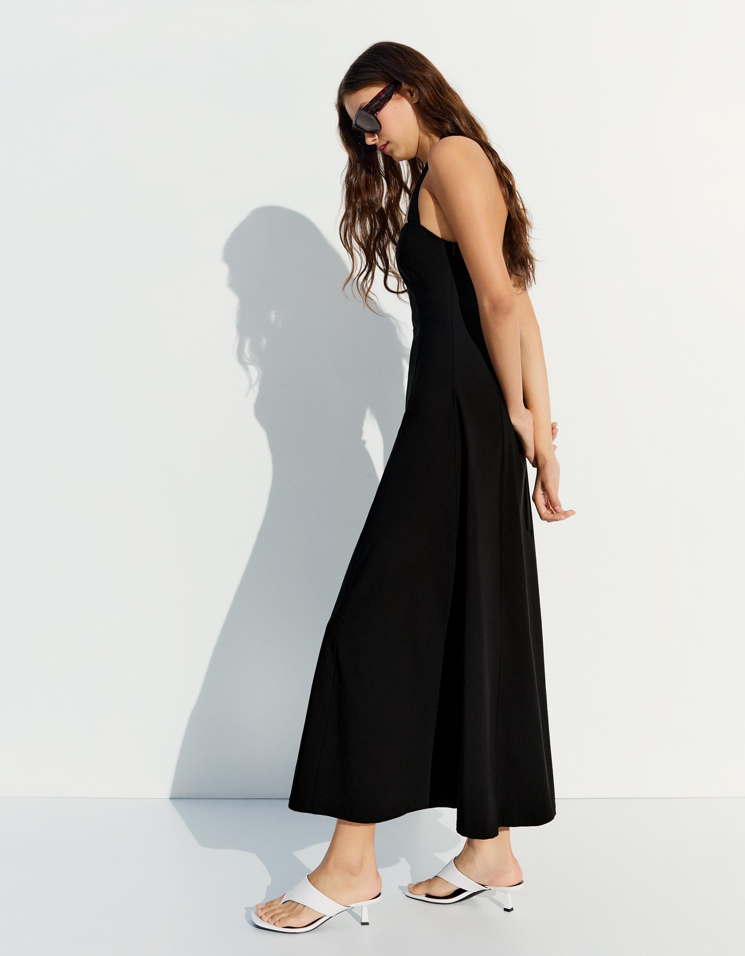 Halterneck midi dress — Black