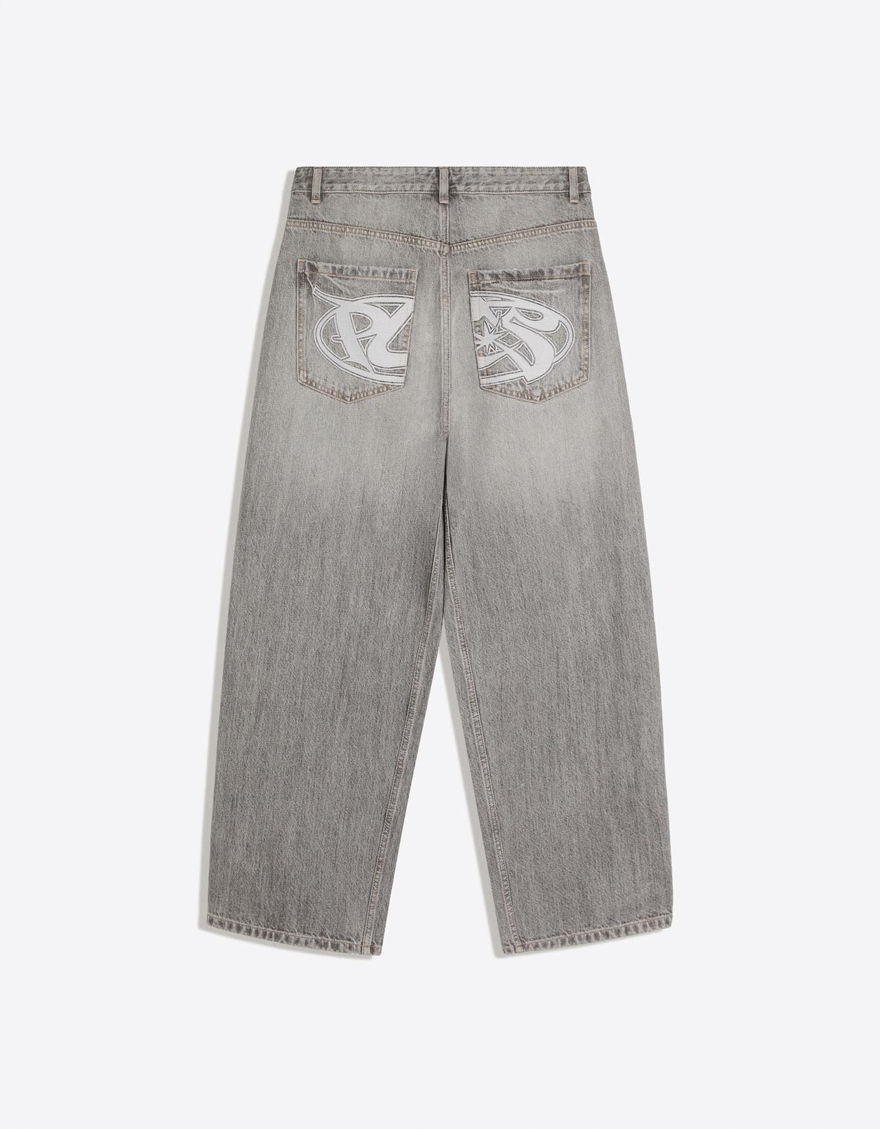Embroidered neobarrel jeans — Grey