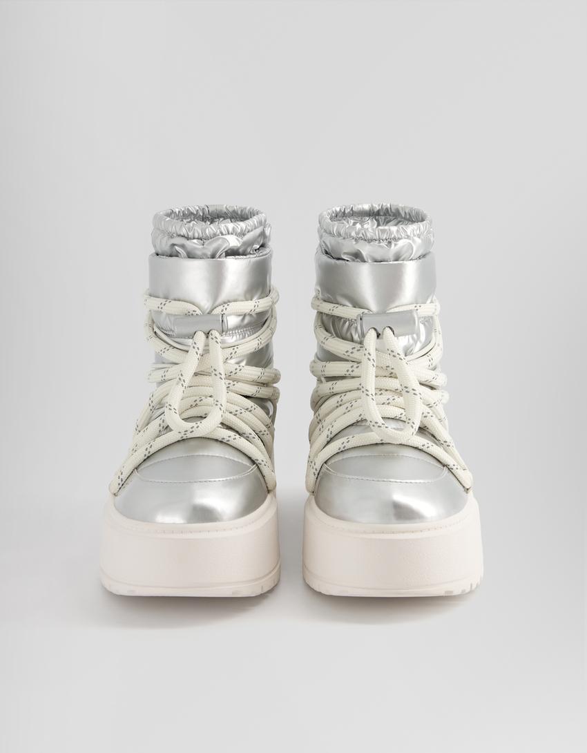 مجموعة التزلج- بوت مبطن برقبة للكاحل ونعل عال-رمادي-5