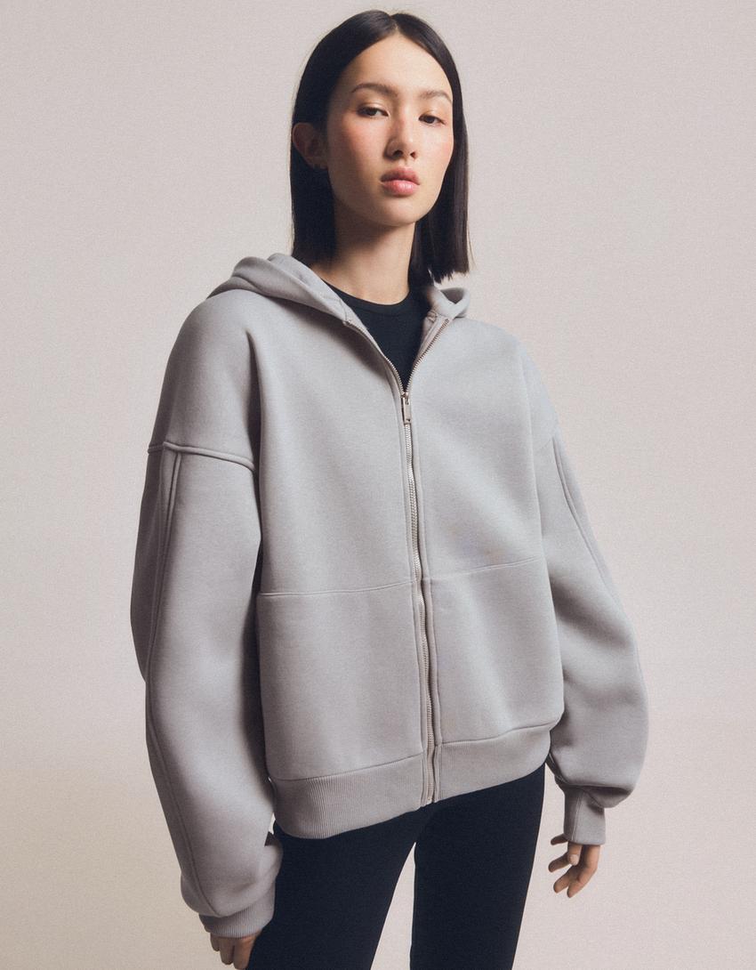 Oversize zip-up hoodie-Grey