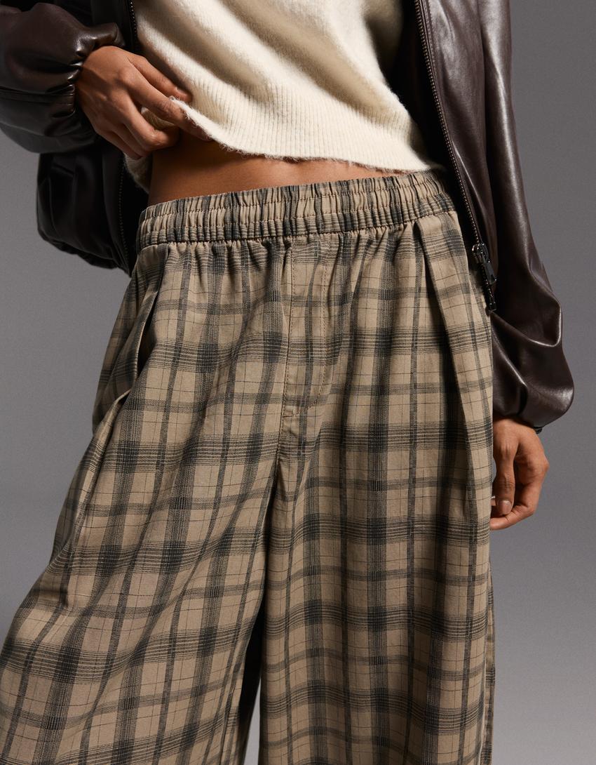 Pantalón balloon print-Gris