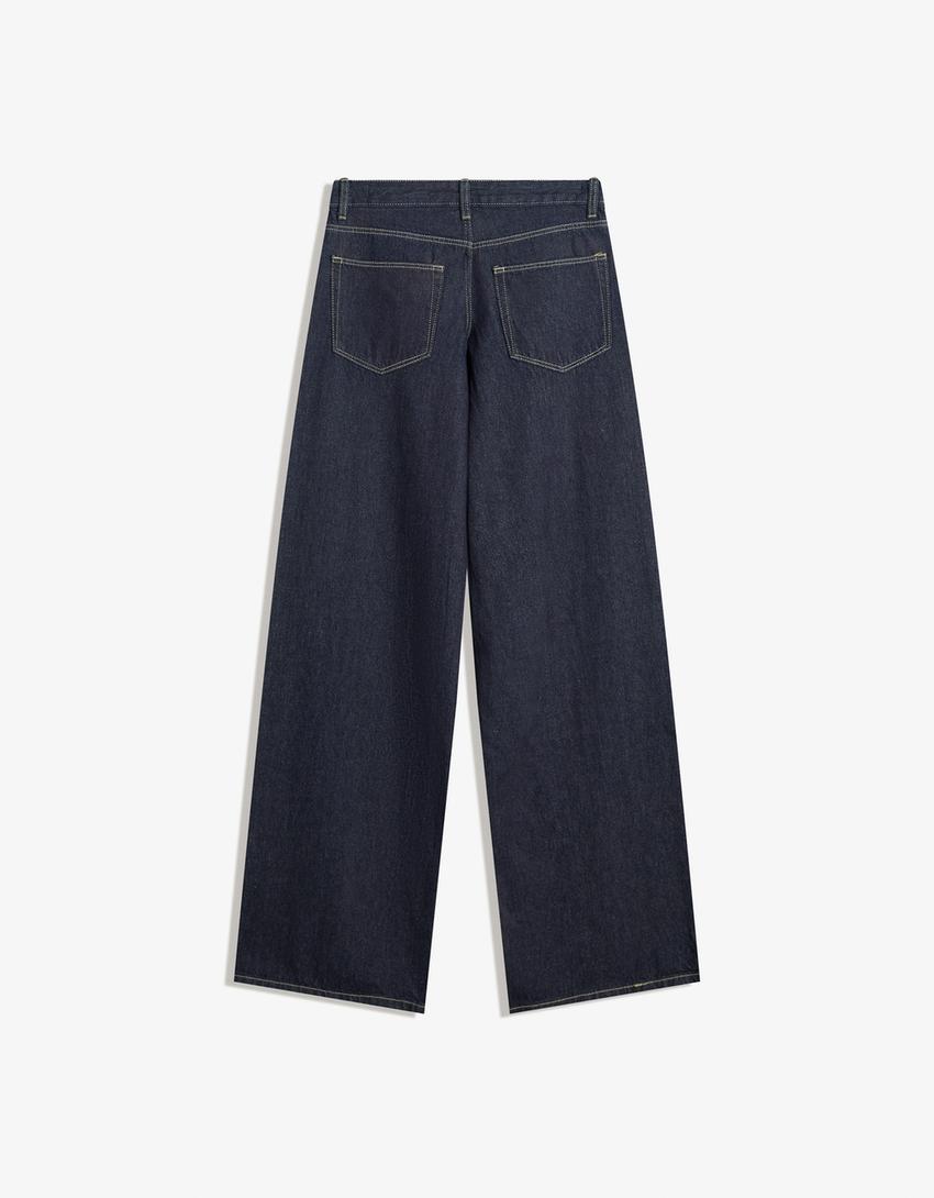 Jeans wide leg low waist-Marinho-1