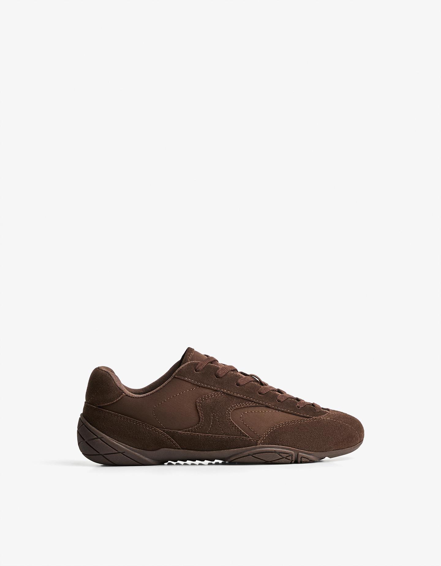 Bershka cienkie buty sportowe brązowy