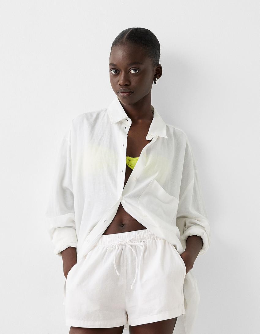 Rustic shirt and shorts set-Off white-1