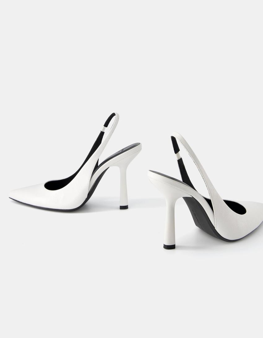 خف بكعب رفيع-أبيض