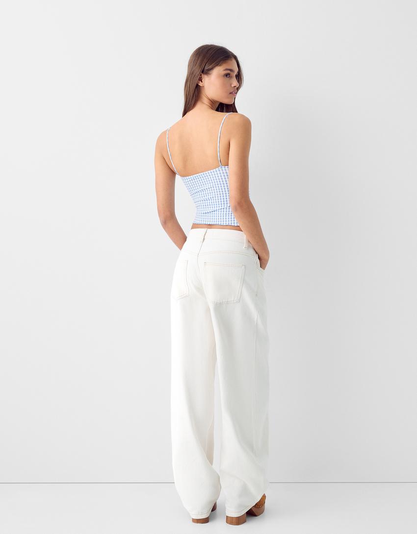 توب بحمالات وطبعة حيوانية وتفصيل عقدة-أزرق فاتح-1