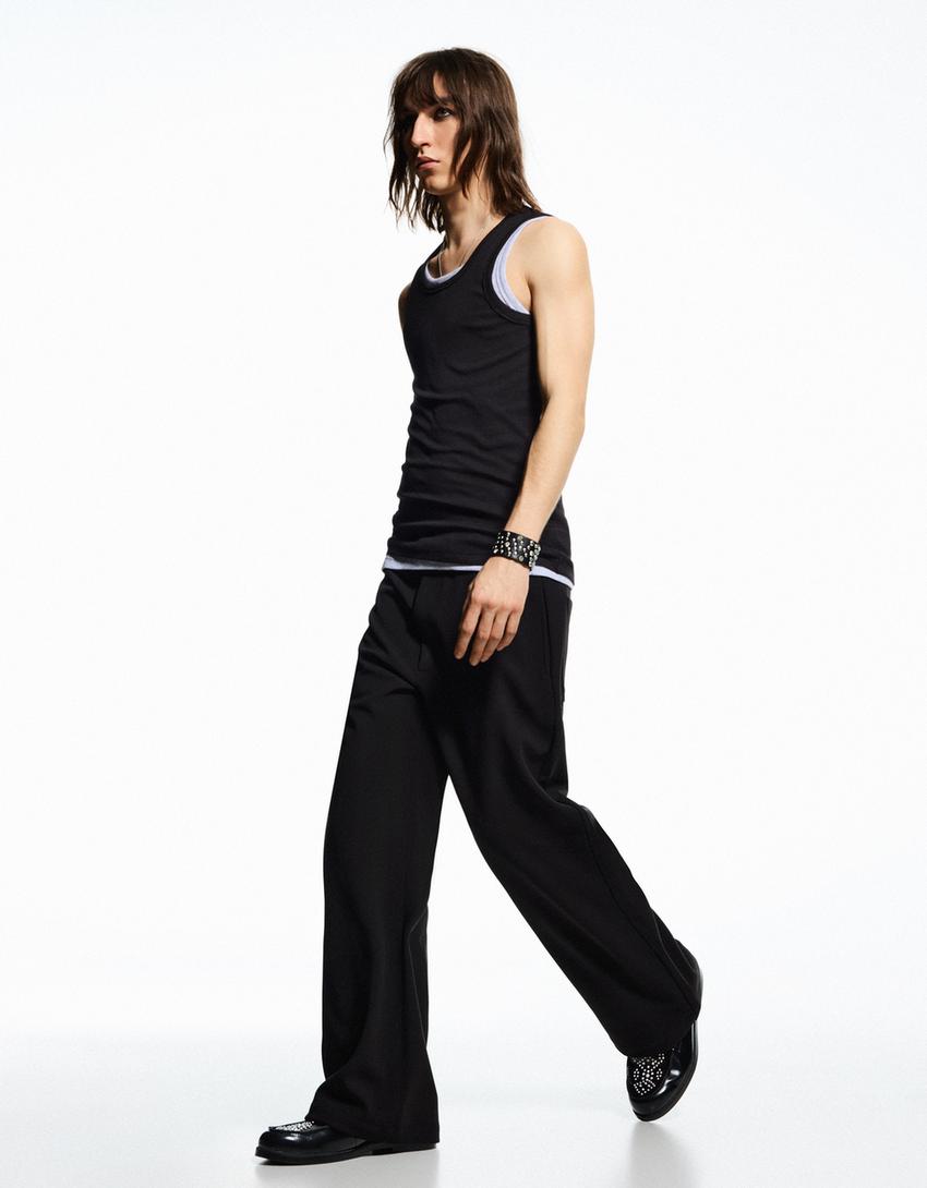 Flare fit tailored fit pantolon-Siyah