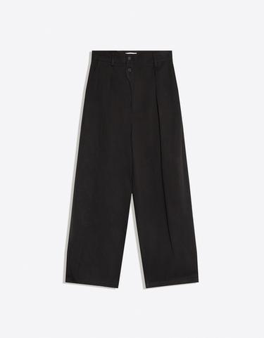 Cross-over pleat baggy trousers — Black 5