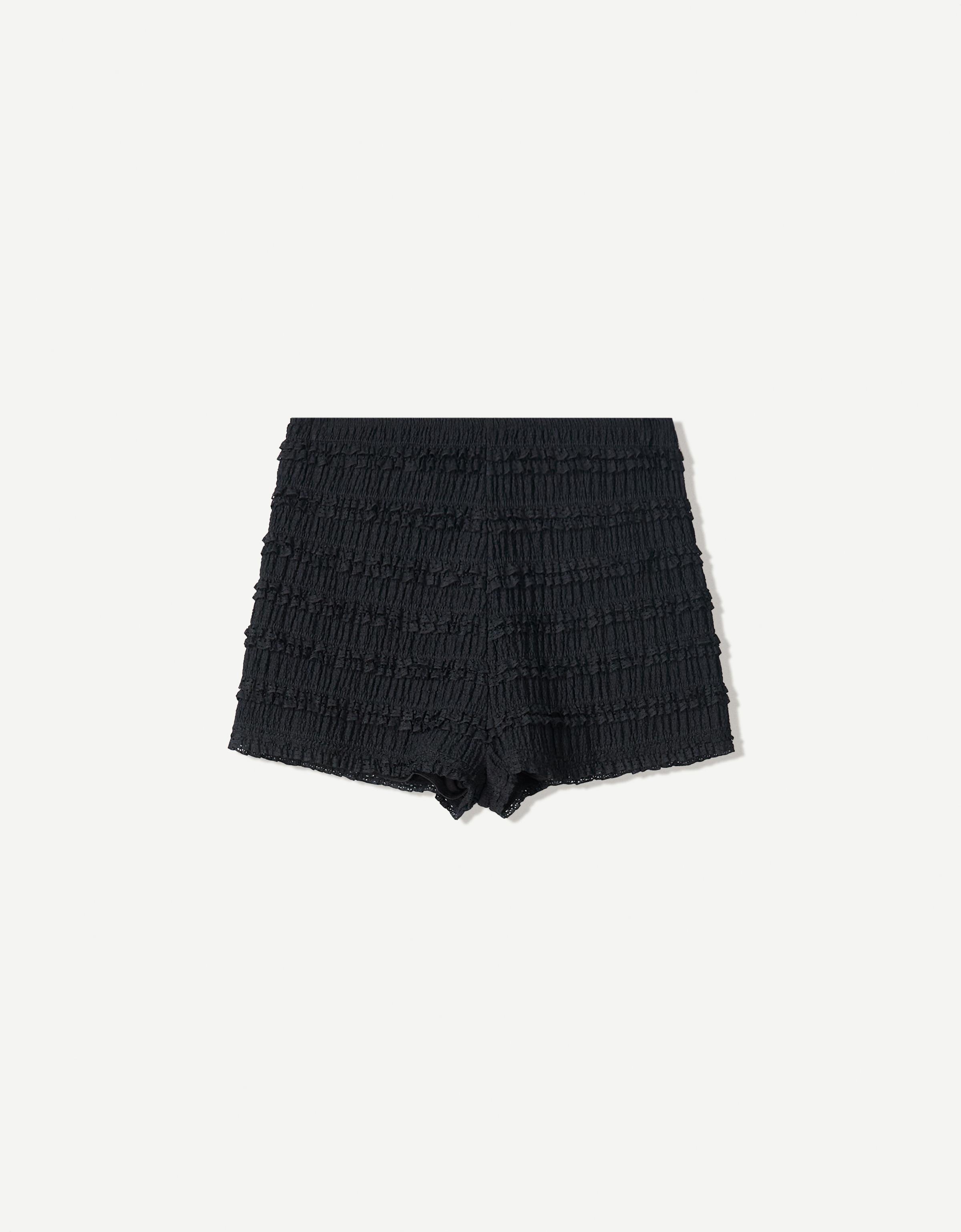 パンツ theredthread S gather knit shorts black THEREDTHREAD】S gather knit shorts