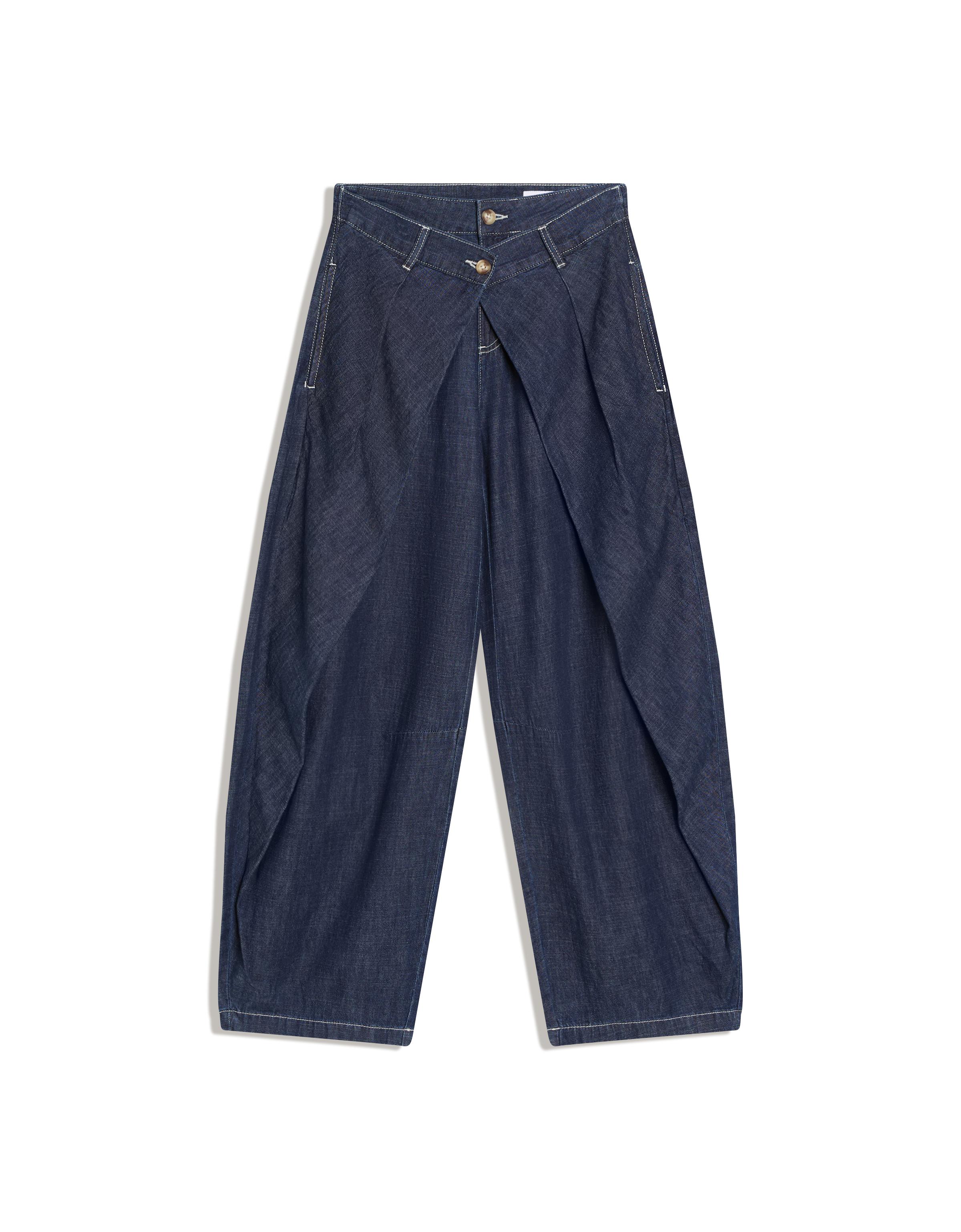 Düşük bel pilili balon jean - Görsel 2