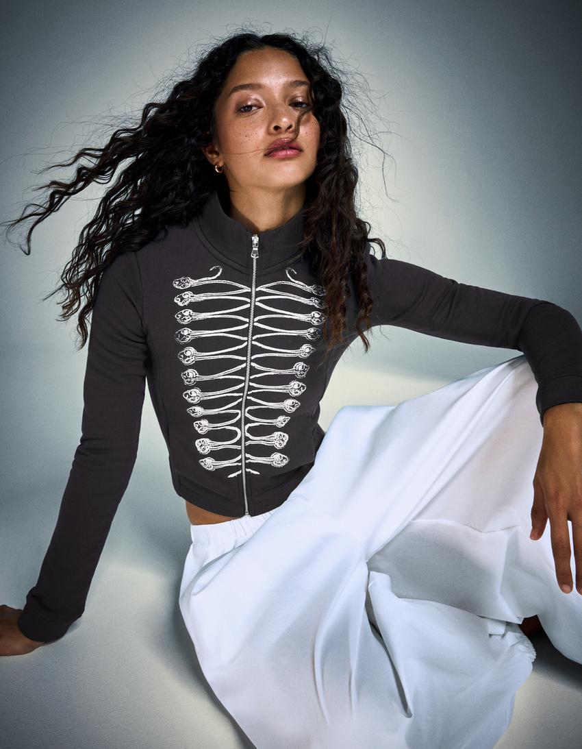 Fitted graphic jacket-Dark grey