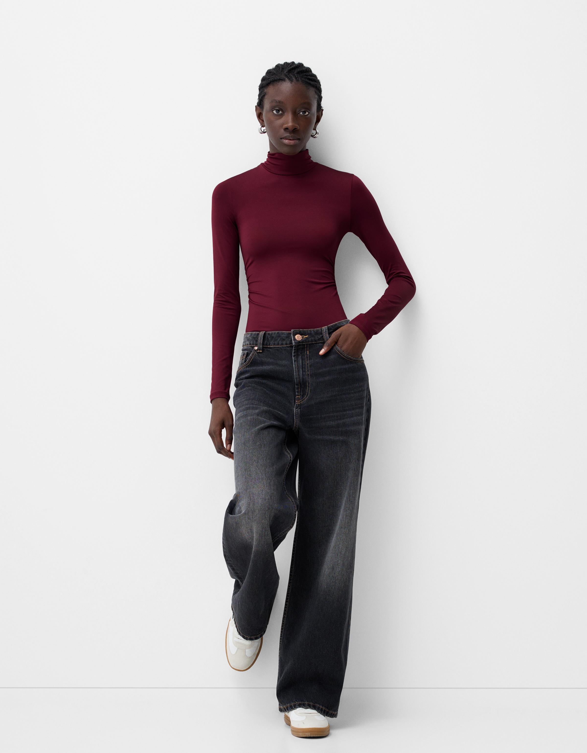売れ筋商品|||ニューヨークコレクション カットソー トップス レディース Petite Long Sleeve Knit Top Burgundy Burgundy long sleeve mesh top with rhinestones – BU Club