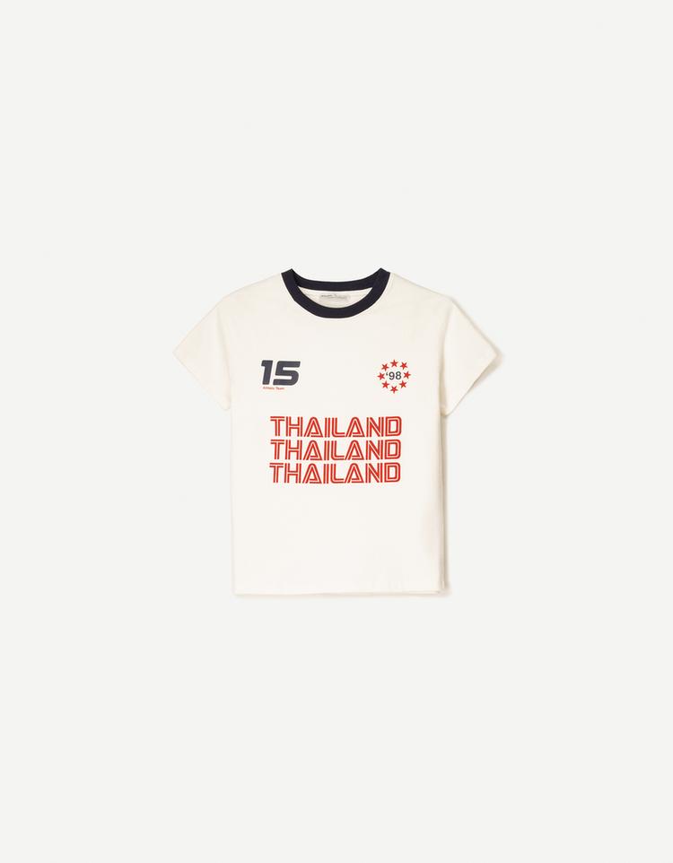 Kontrast baskılı ve kısa kollu t-shirt