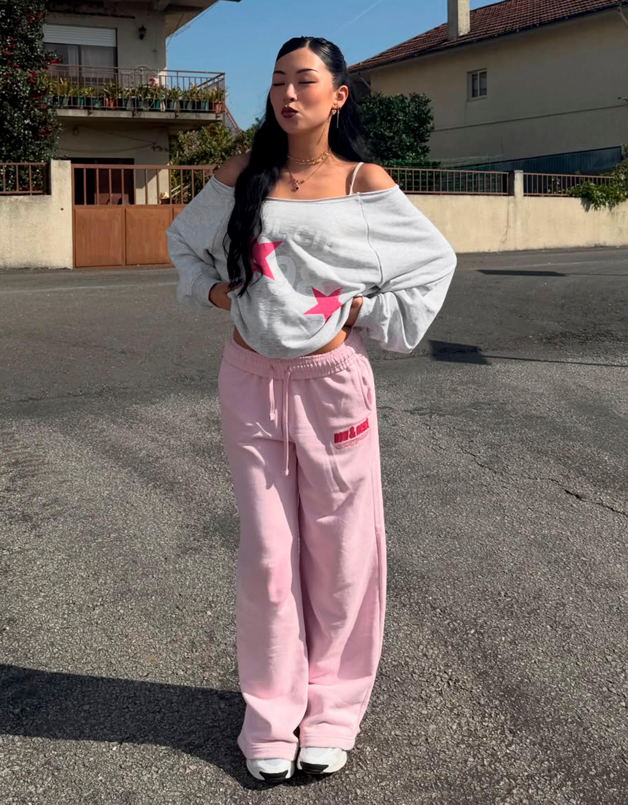 Baskılı geniş paça şardonlu eşofman altı - Görsel 65