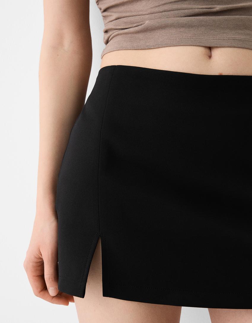 تنورة سكورت بقصة محبوكة-أسود-5