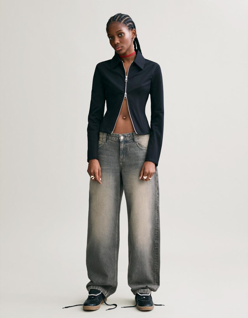 Jeans baggy barrel-Grigio scuro-1