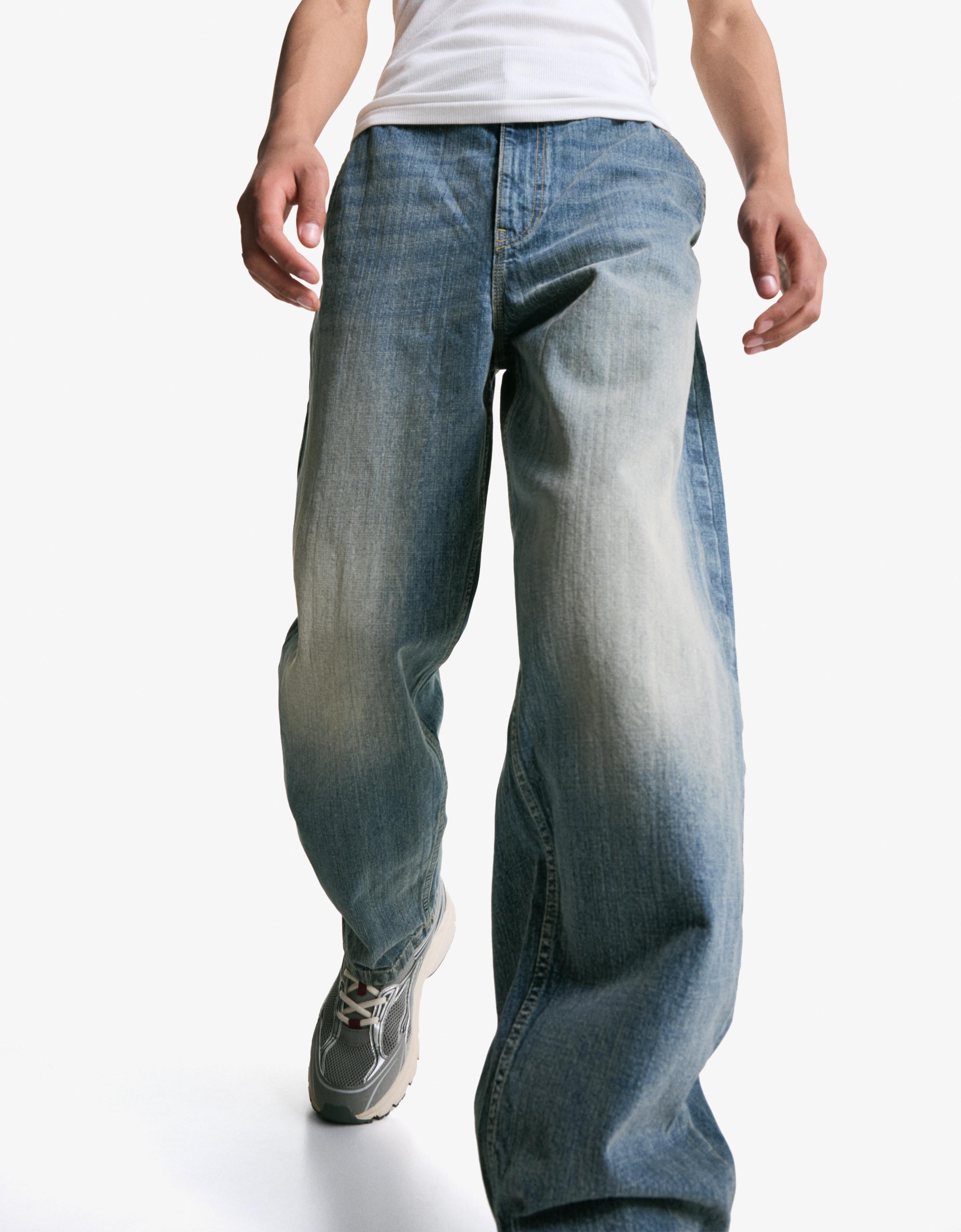 【BERSHKA】skater jeans ベルシュカ バギーデニム Bershka skater denim cargo jeans in blue | ASOS
