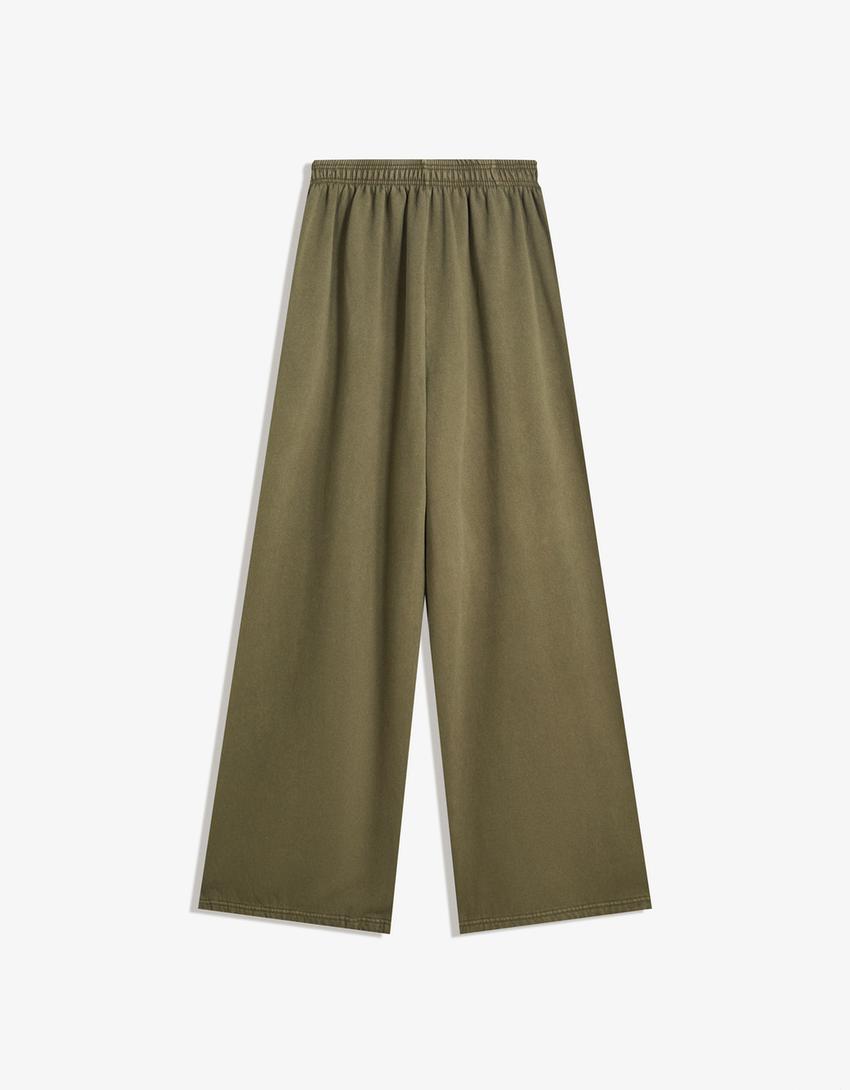 Plush joggers with stoppers-Khaki-5