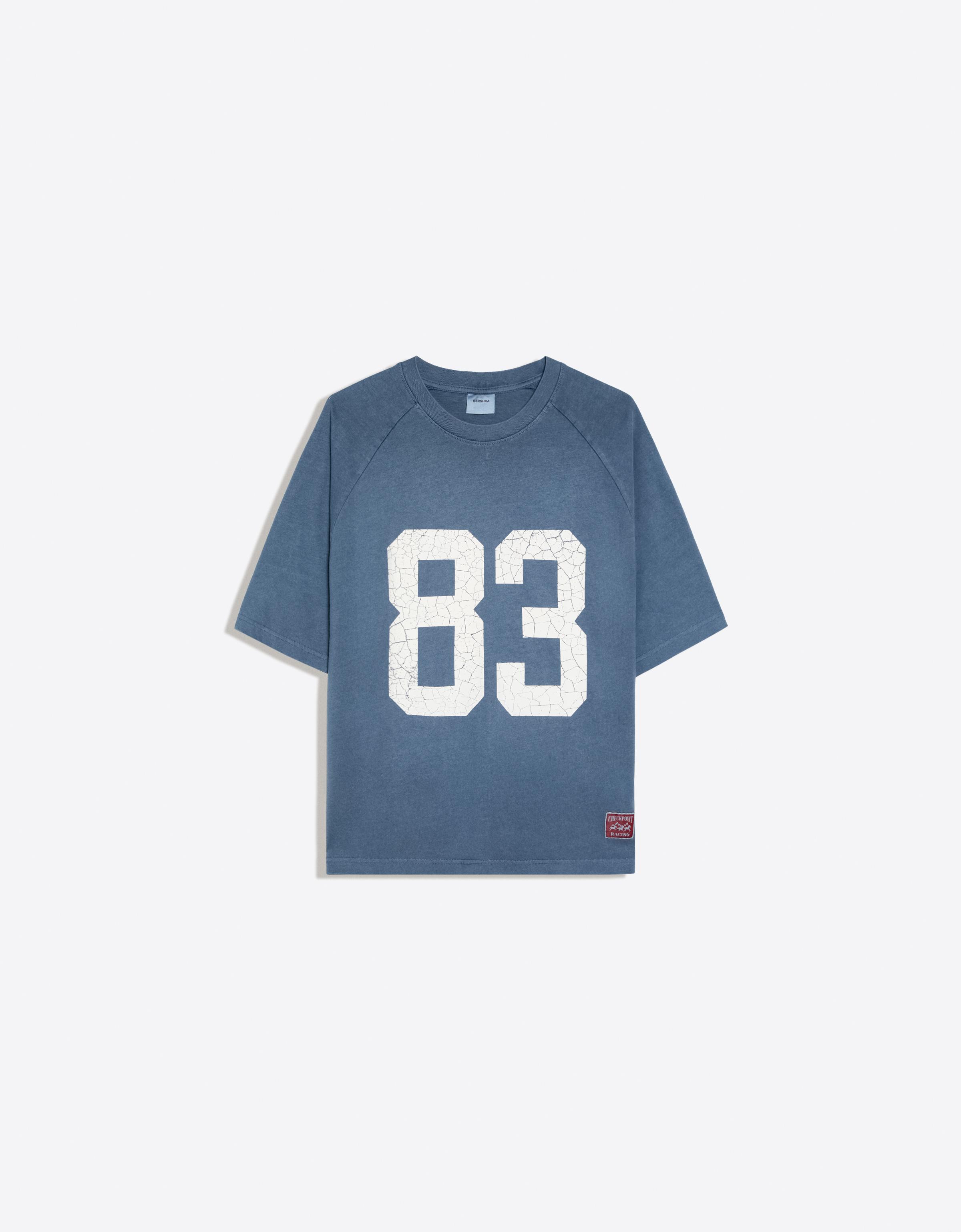 Boxy print T-shirt — Navy